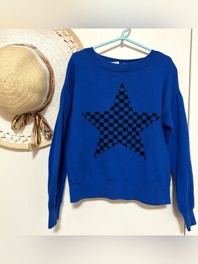 GAP Royal Blue Sweater with Black Checker Star